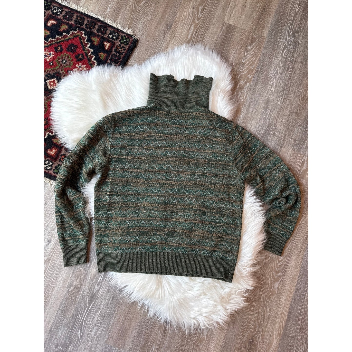 Vintage Patterned Henley Sweater - Size S