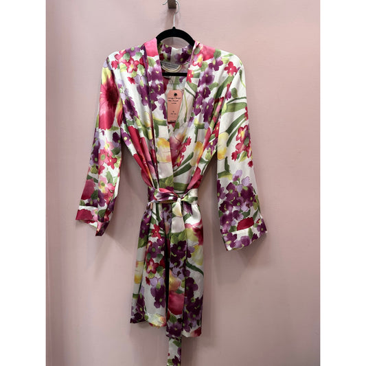 Vintage Morgan Taylor Y2K Satin Watercolor Floral Robe - Size S
