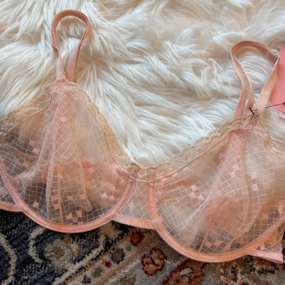 Eres Paris Designer Pink Delicate Lace Bra - 34D