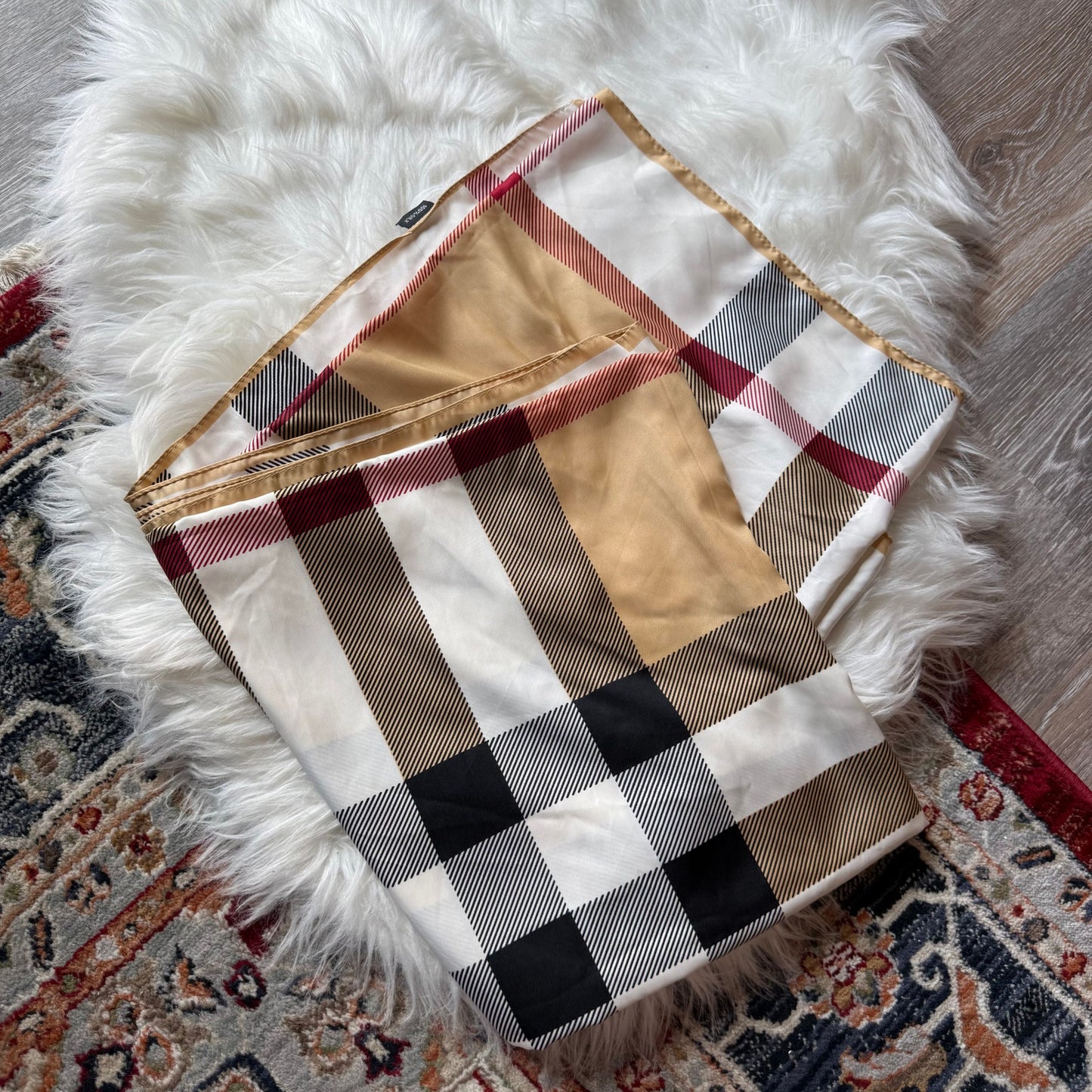 Vintage Plaid Silk Scarf
