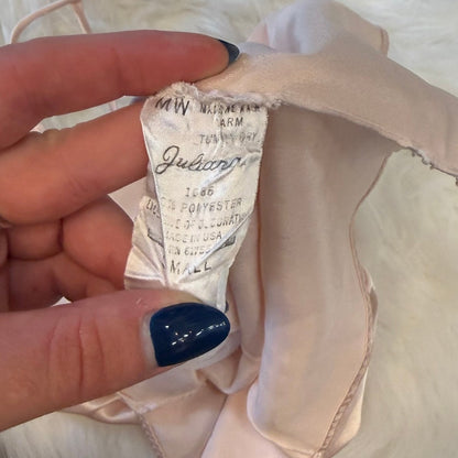 Vintage Pink Satin Babydoll Camisole, Lace Trim - Size Small