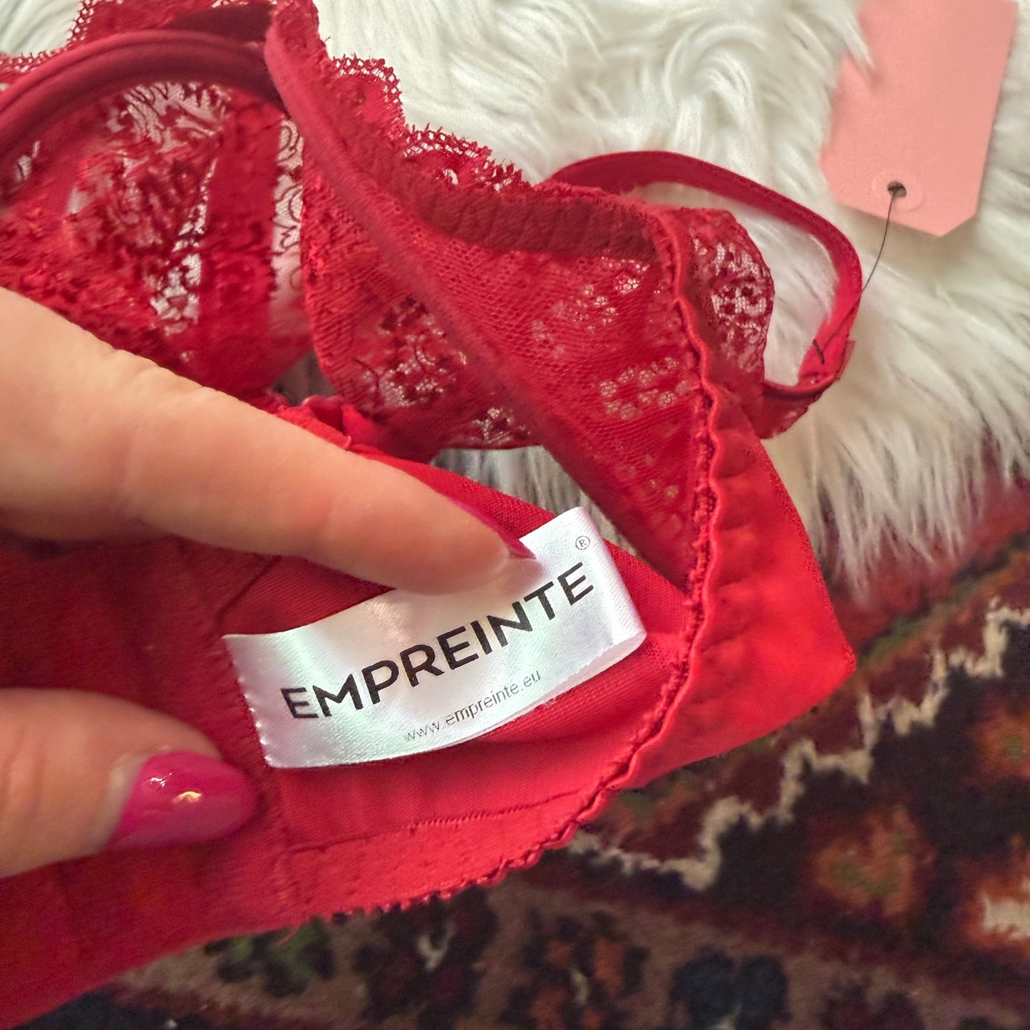 Empreinte Designer Red Lace Bra - 30DDD (30F)