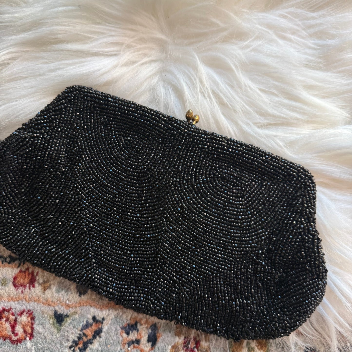Vintage 1960s Handmade Elegant Beaded Evening Bag/Clutch
