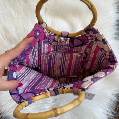 Vintage Vera Bradley Quilted Bag with Bamboo Handles