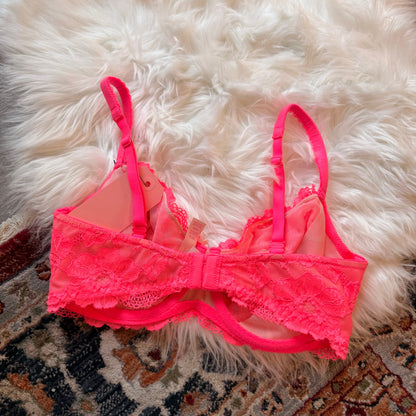 Victoria's Secret Body by Victoria "Unlined Demi" Pink Lace Bra - 34DD