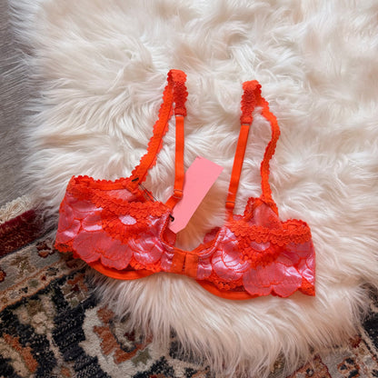 Savage Fenty Pink & Orange Lace Bra - 36B