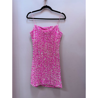 Thirty Thirty LA Pink Sequin Sparkle Club Vegas Bodycon Mini Dress - Size M