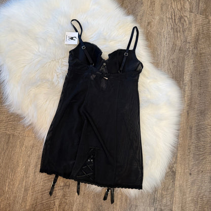 Victoria's Secret Black & White Lace Bustier Top/Babydoll