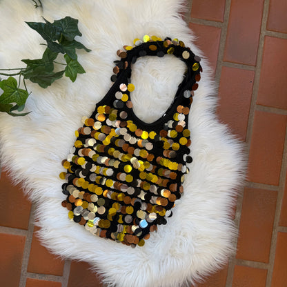 Vintage Y2K “Mixed Metals” Slouch Sparkle Bag