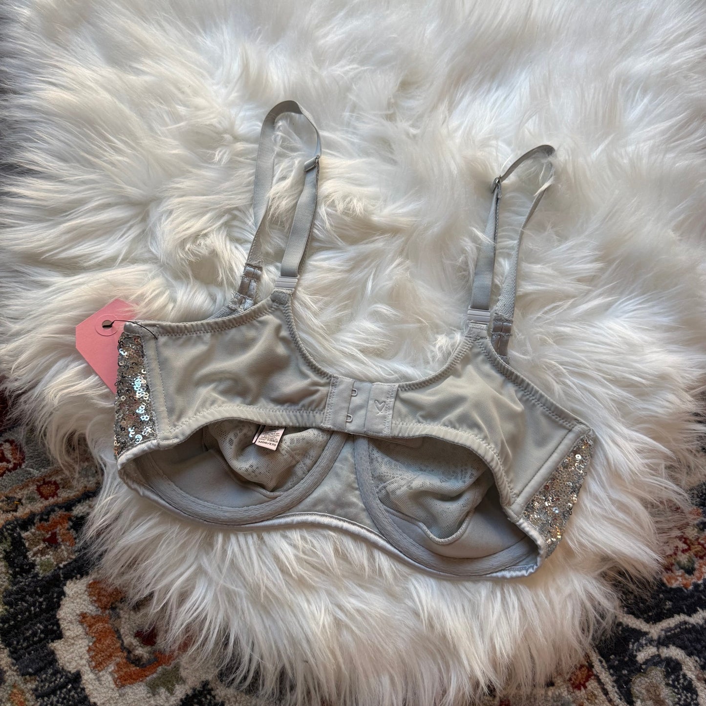 Victoria's Secret "Push up Without Padding" Convertible Silver Sparkle Bra - 32DD