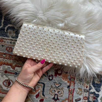 Vintage Walborg Richere White Beaded Evening Bag Clutch