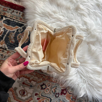 Vintage White Beaded Evening Mini Bag