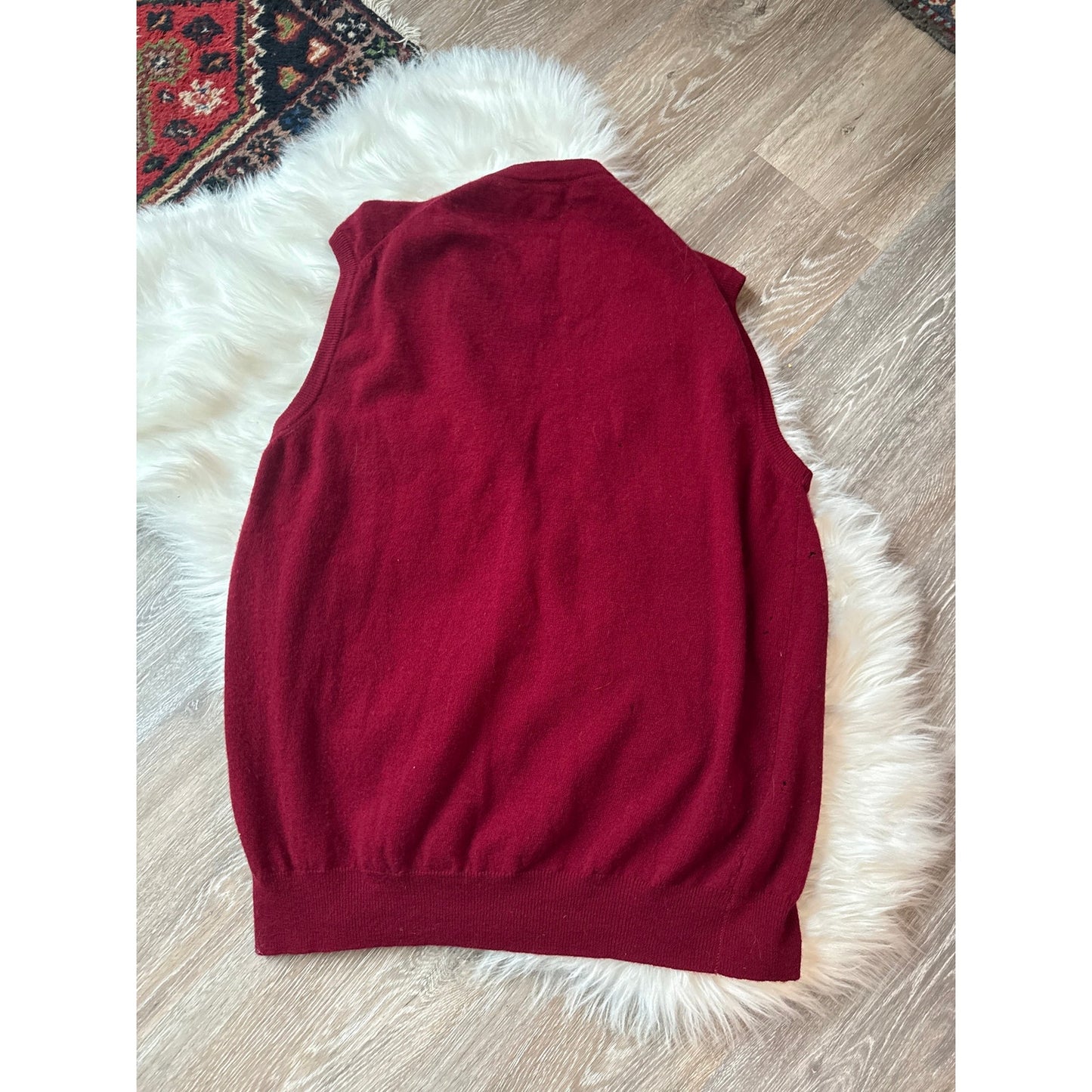 Vintage 100% Lambswool Cardigan Sweater Vest - Size M
