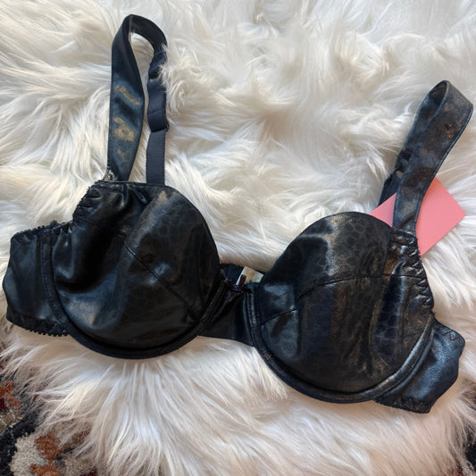 Vintage Floral Satin Bra - Size 36C