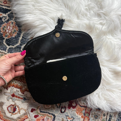 Vintage Black Velvet Tassel Evening Bag/Clutch