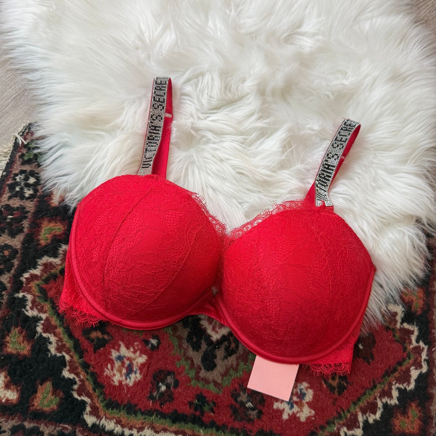 Victoria's Secret Red Lace Push Up Bra - 34DDD