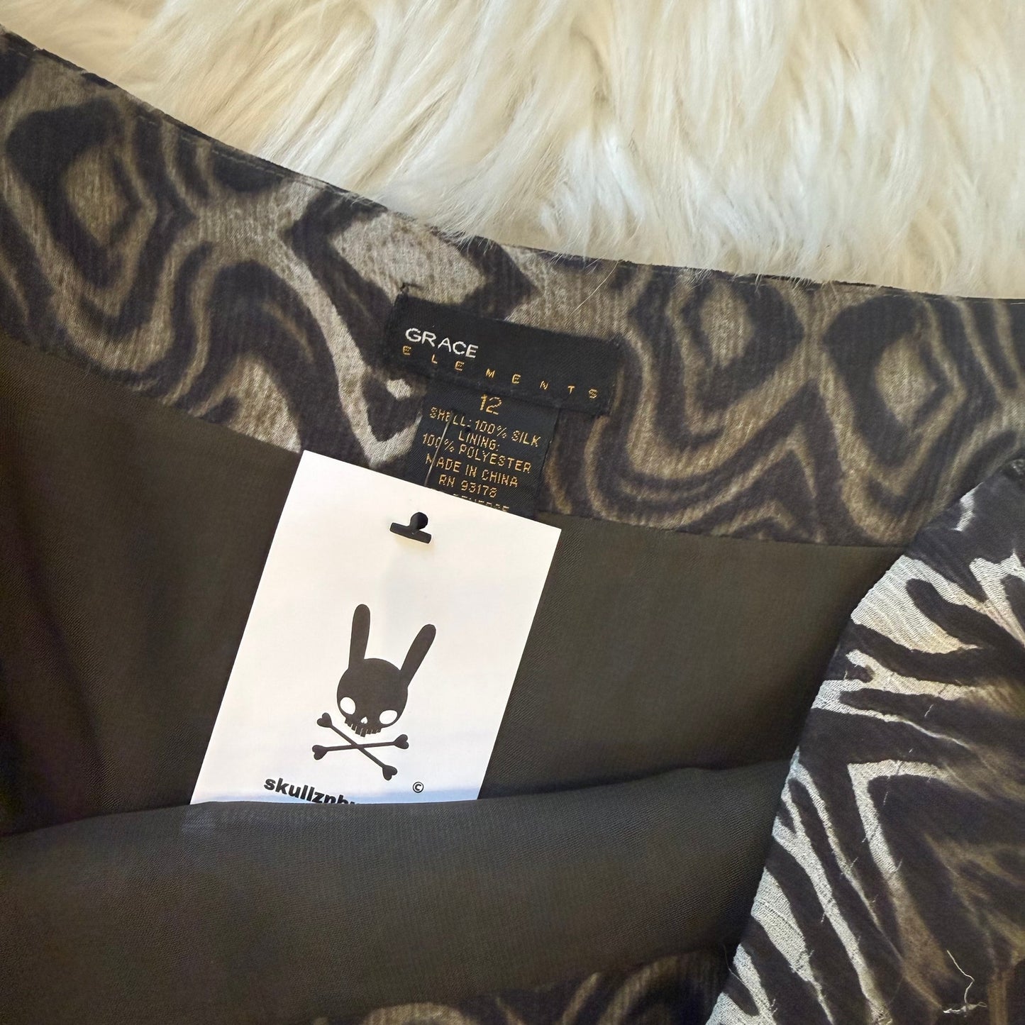 Vintage Animal Print 100% Silk Skirt