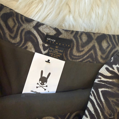 Vintage Animal Print 100% Silk Skirt