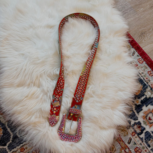 B.B. Simon Vintage  Swarovski Crystal & Leather Belt - Rare, Western