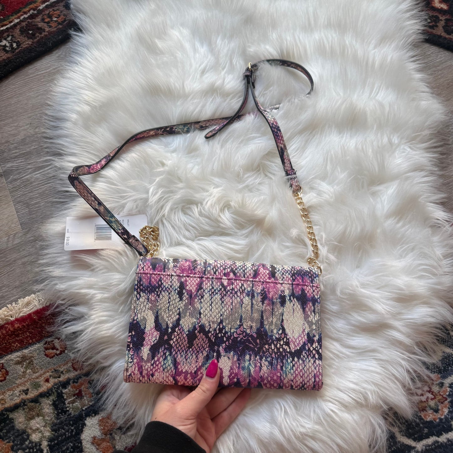 Betsey Johnson "Snakeskin" Pink Purple Crossbody Bag