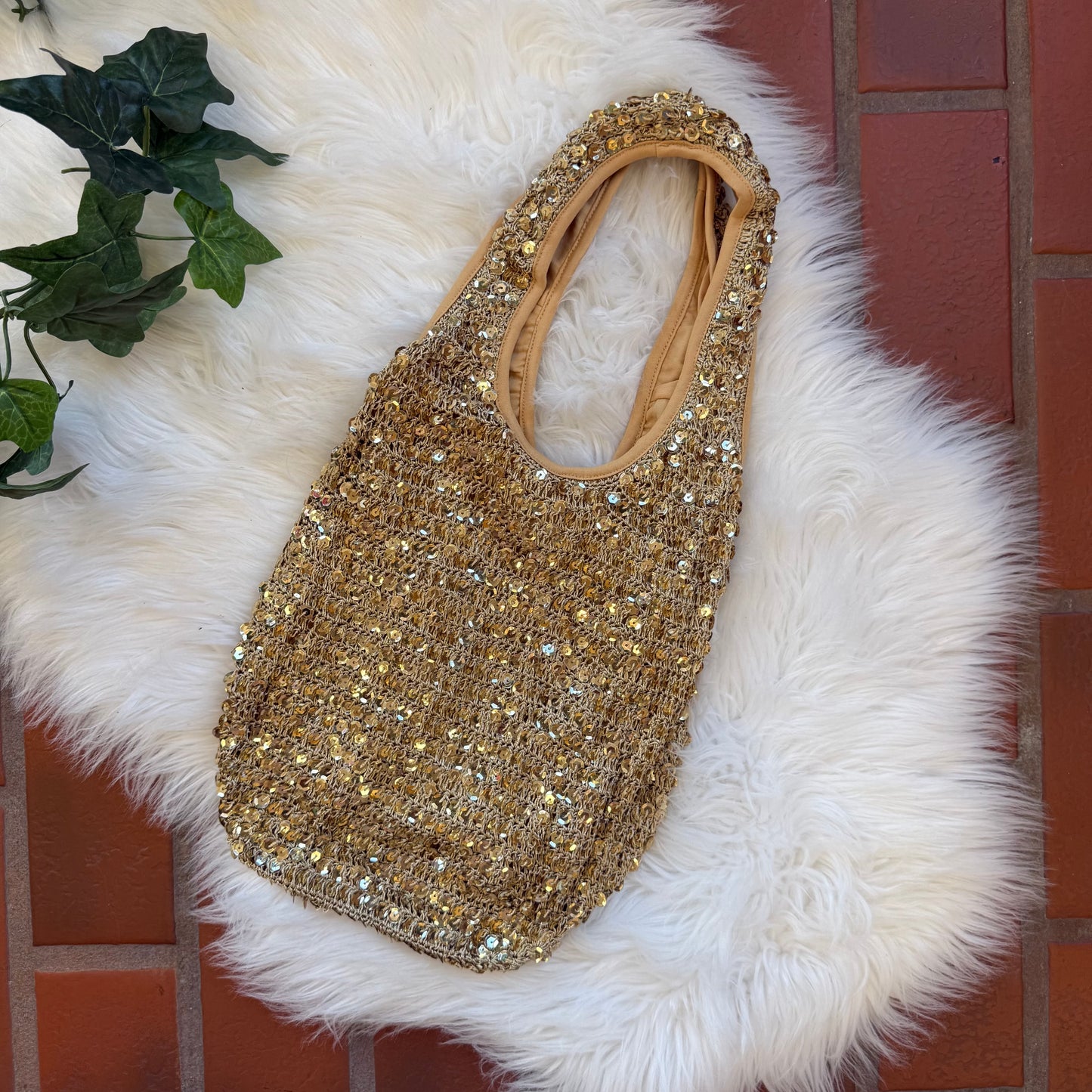 Vintage Y2K Gold Slouch Sparkle Bag