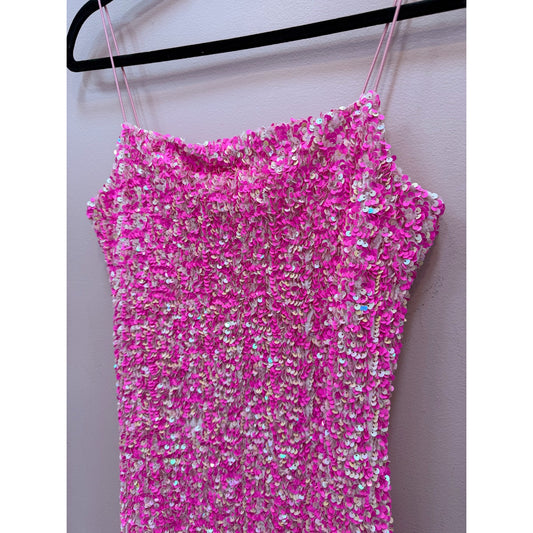 Thirty Thirty LA Pink Sequin Sparkle Club Vegas Bodycon Mini Dress - Size M