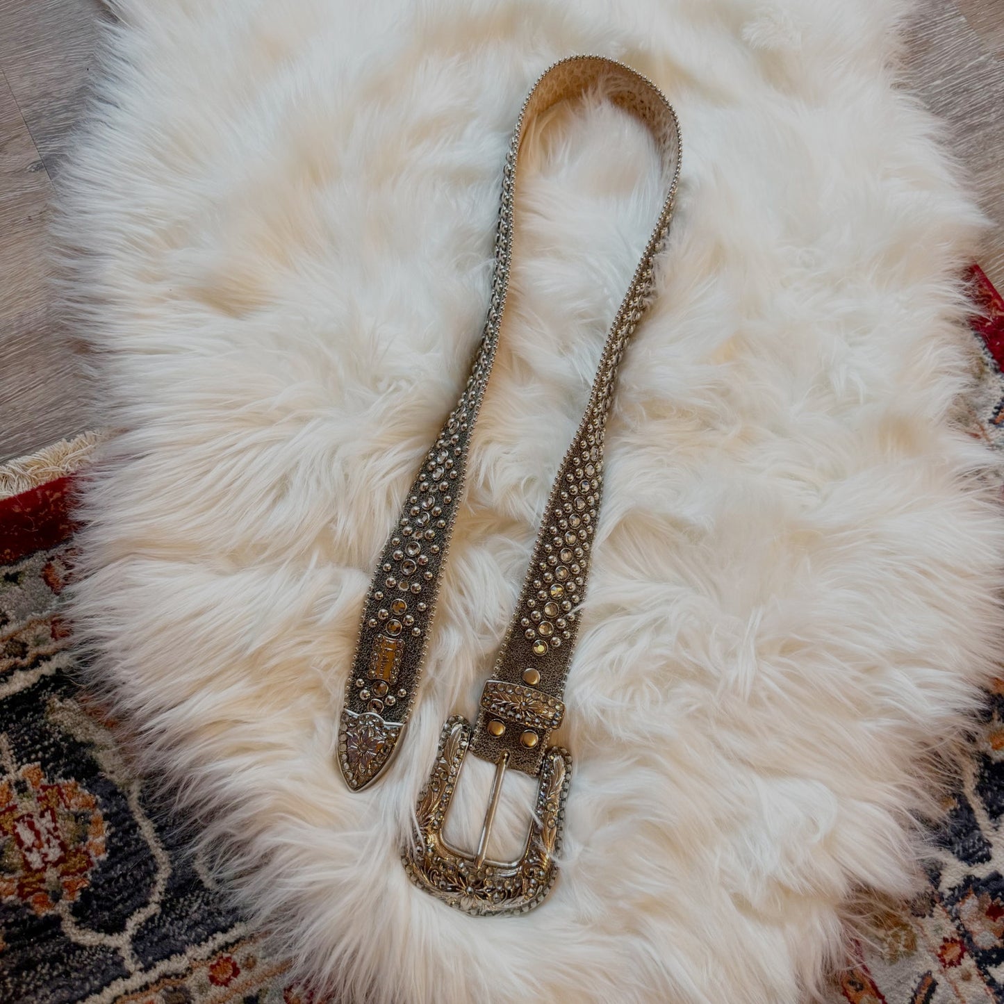 B.B. Simon Vintage Swarovski Crystal & Leather Belt - Rare, Western