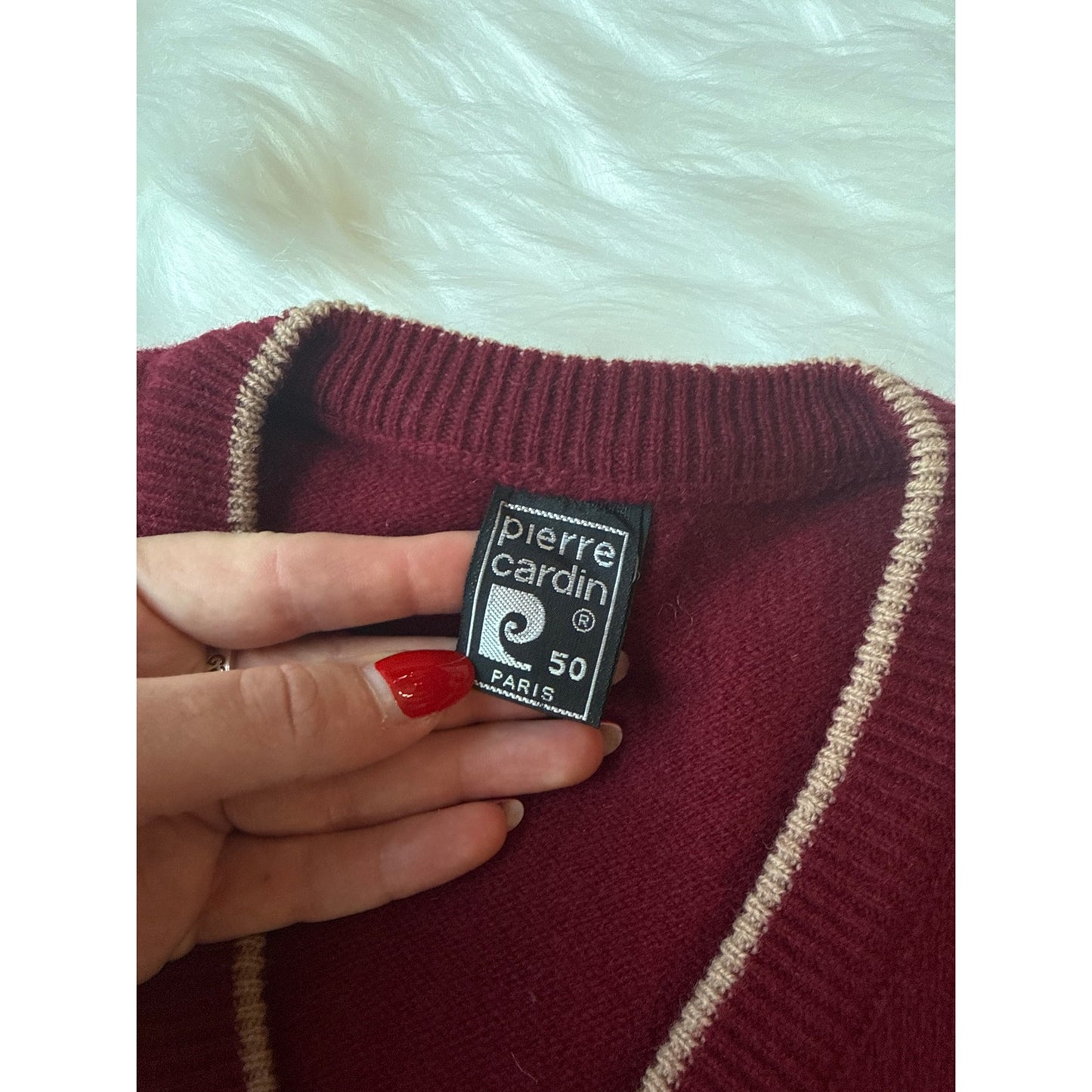 Vintage Pierre Cardin Paris V-Neck Sweater 100% Wool - Size M
