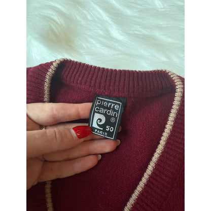 Vintage Pierre Cardin Paris V-Neck Sweater 100% Wool - Size M
