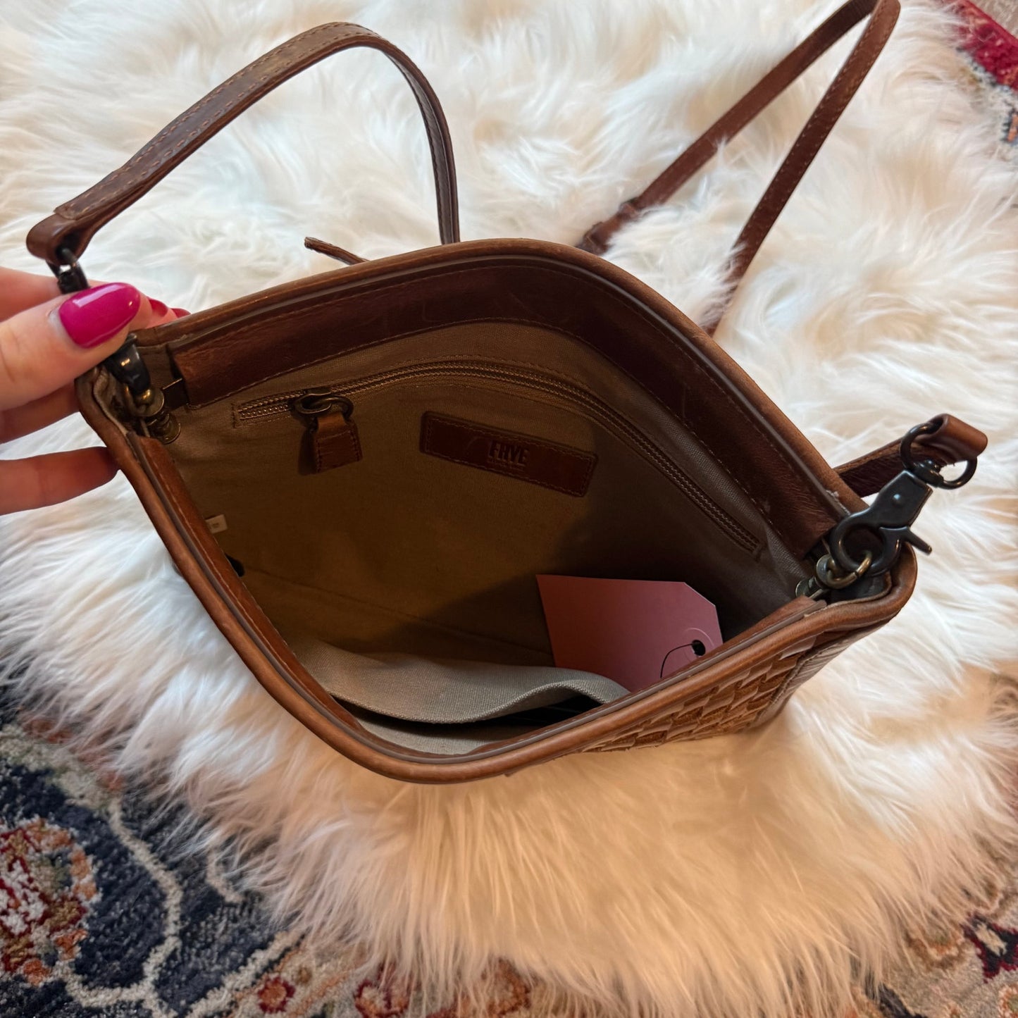 Frye Oriana Clutch/Crossbody Leather Woven Bag - Brand New, Detachable Strap