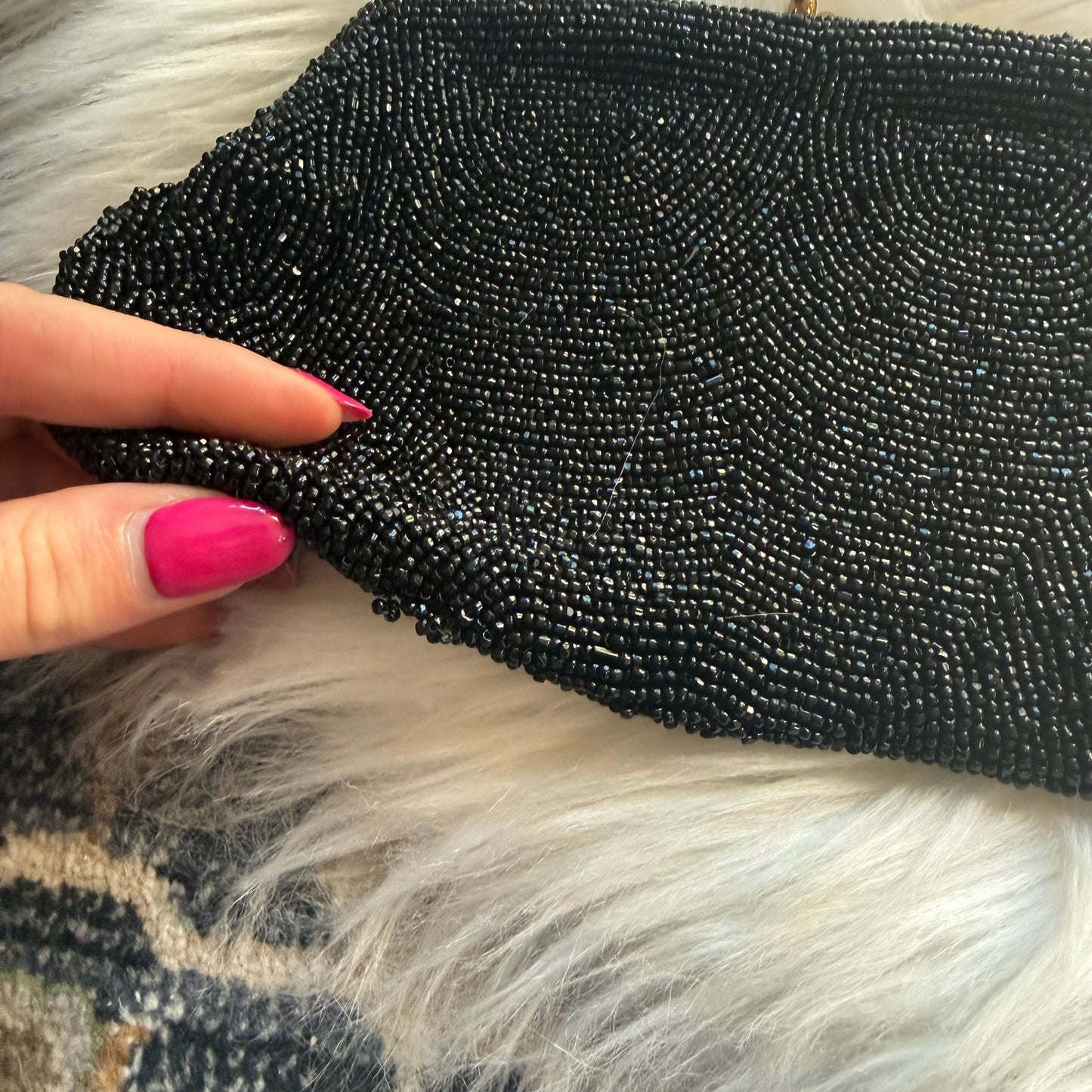 Vintage 1960s Handmade Elegant Beaded Evening Bag/Clutch