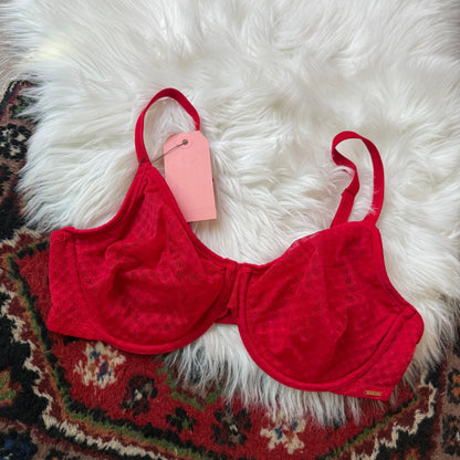 Le Mystere Designer Red Lace Bra - 36D