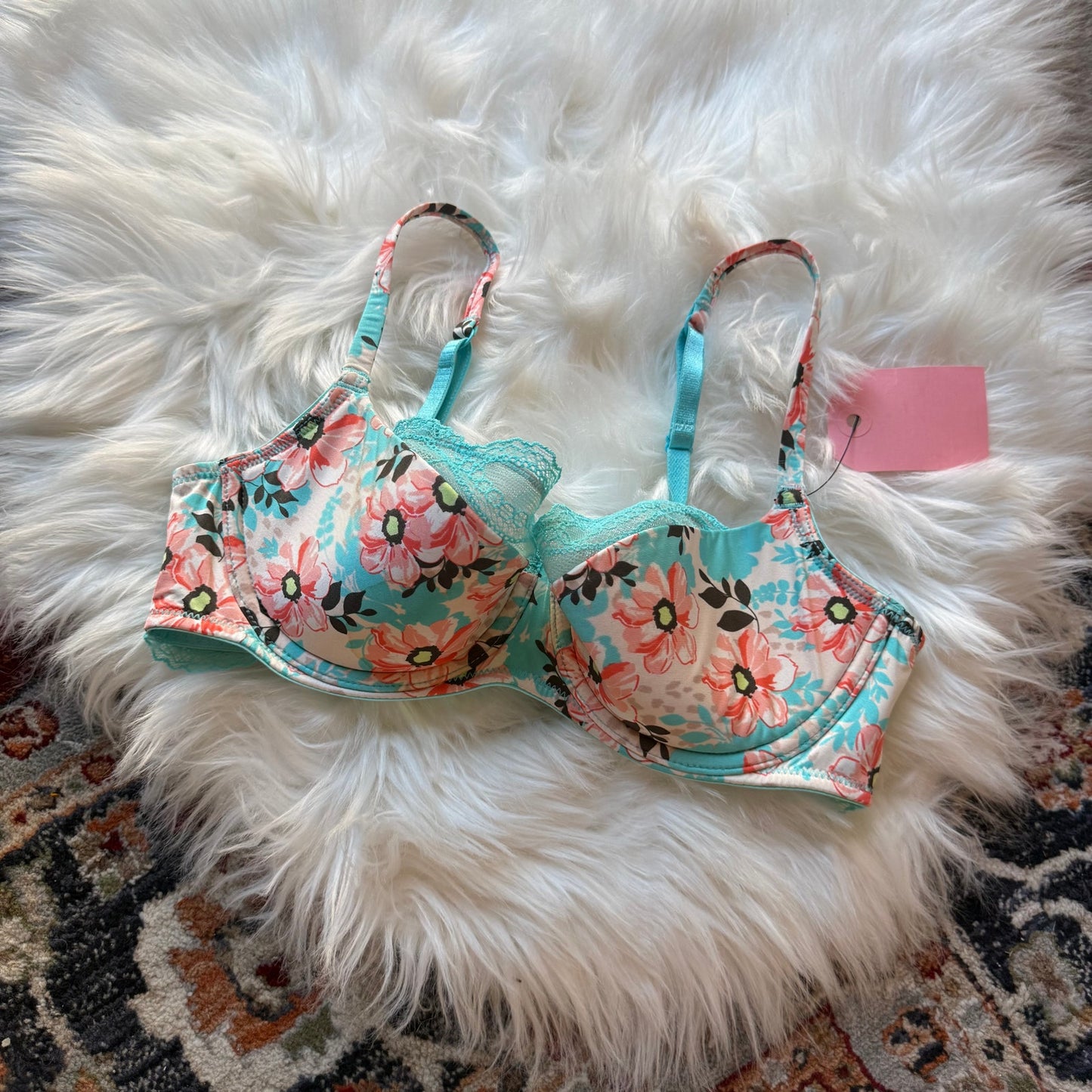 B. Tempt'd Blue Floral Bra - 34C