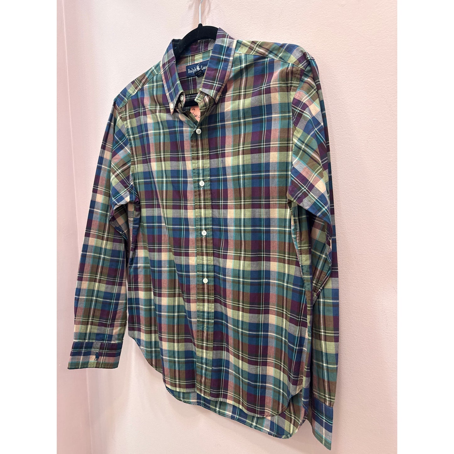 Vintage Ralph Lauren All Cotton Plaid Button Down - Size 14