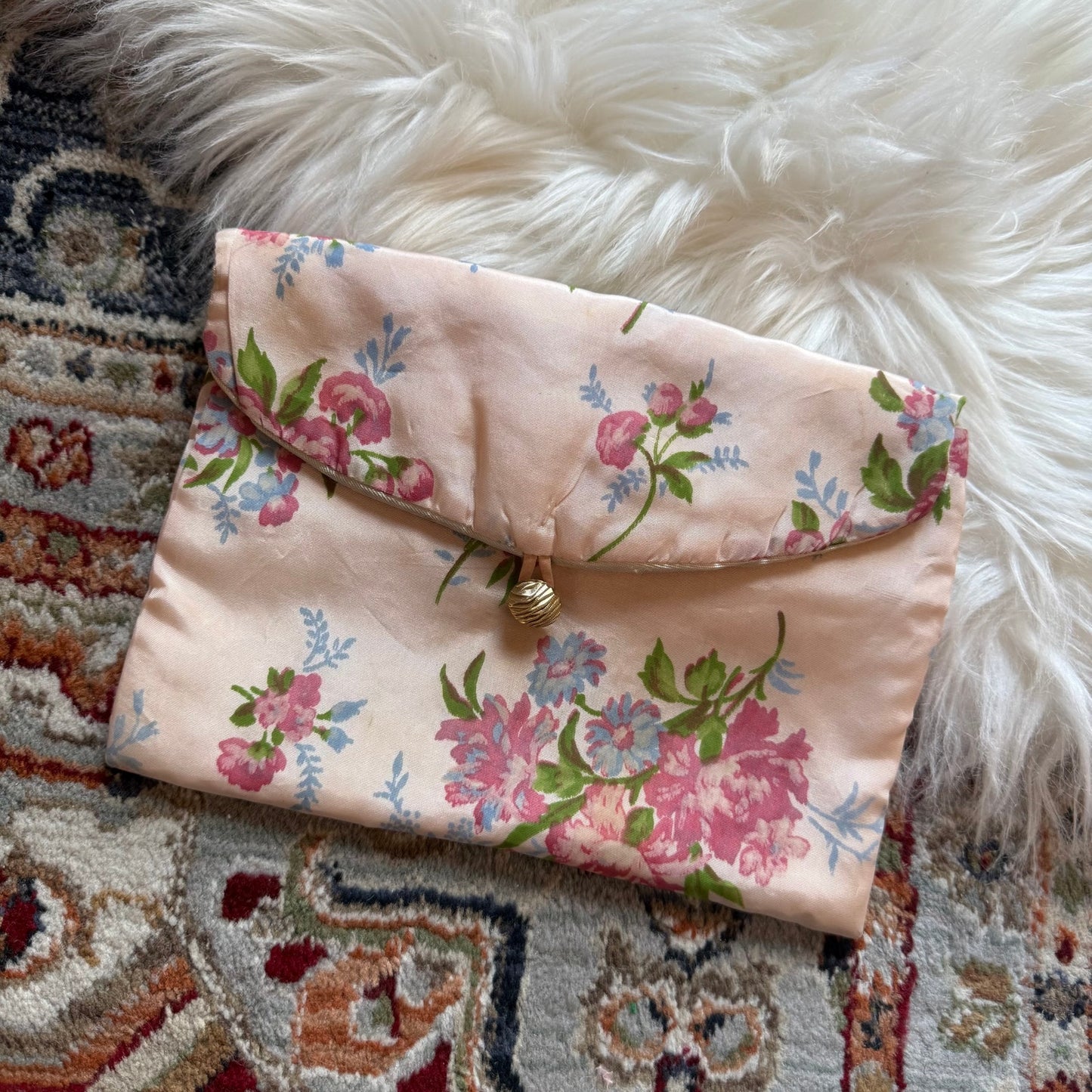 Vintage Floral Satin Coin Purse/Wallet/Bag