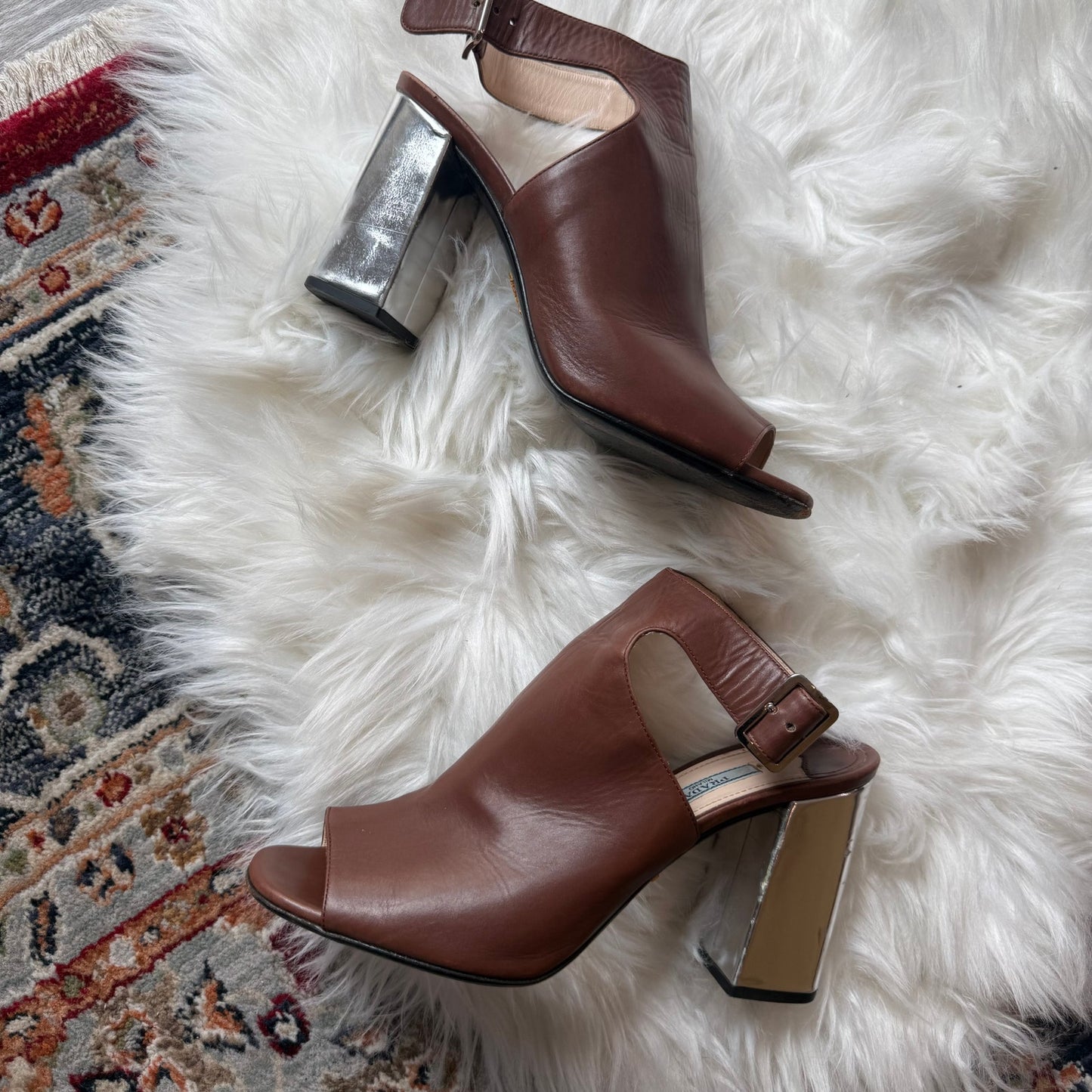 Prada Authentic Leather Sandal Heels - best for size 8.5/9