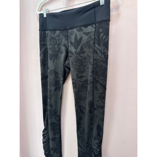 Lululemon Black Floral Pattern Leggings- Size 8