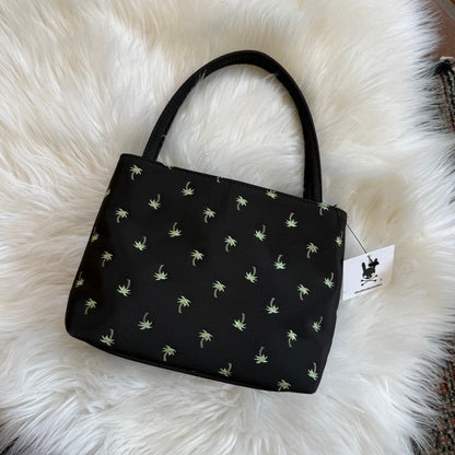 Vintage Y2K Black Satin Palm Tree Bag