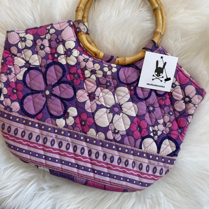 Vintage Vera Bradley Quilted Bag with Bamboo Handles