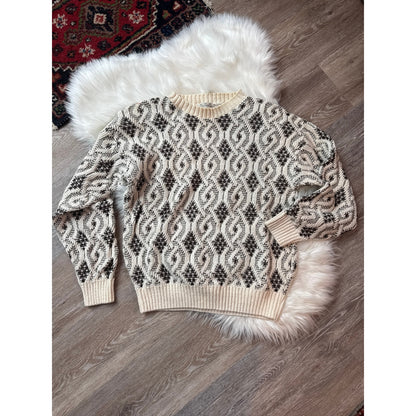 Vintage Patterned Sweater - Size M