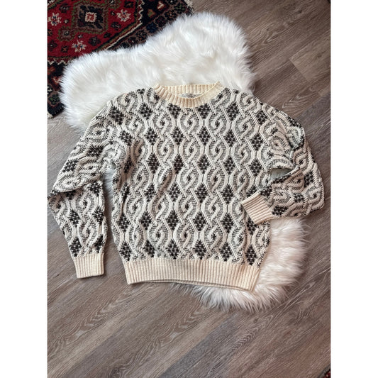 Vintage Patterned Sweater - Size M