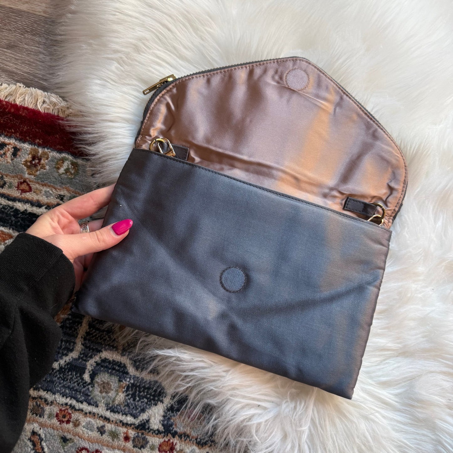 J. Crew Grey Satin Clutch/Chain Bag - New