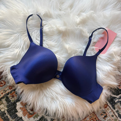 Victoria's Secret "Push Up" Navy Blue Satin Bra - 34B