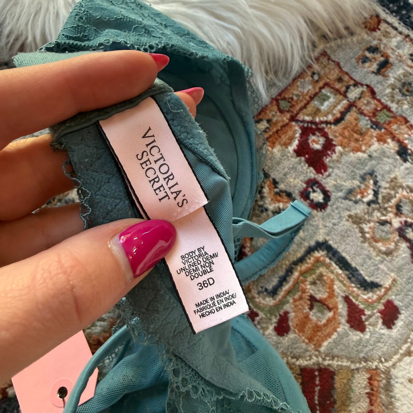 Victoria's Secret Body by Victoria "Unlined Demi" Blue Lace Bra - 36D
