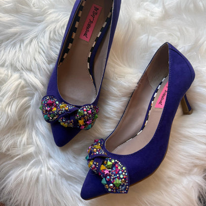 Betsey Johnson Vintage Purple Suede Bling Heels - Size 6
