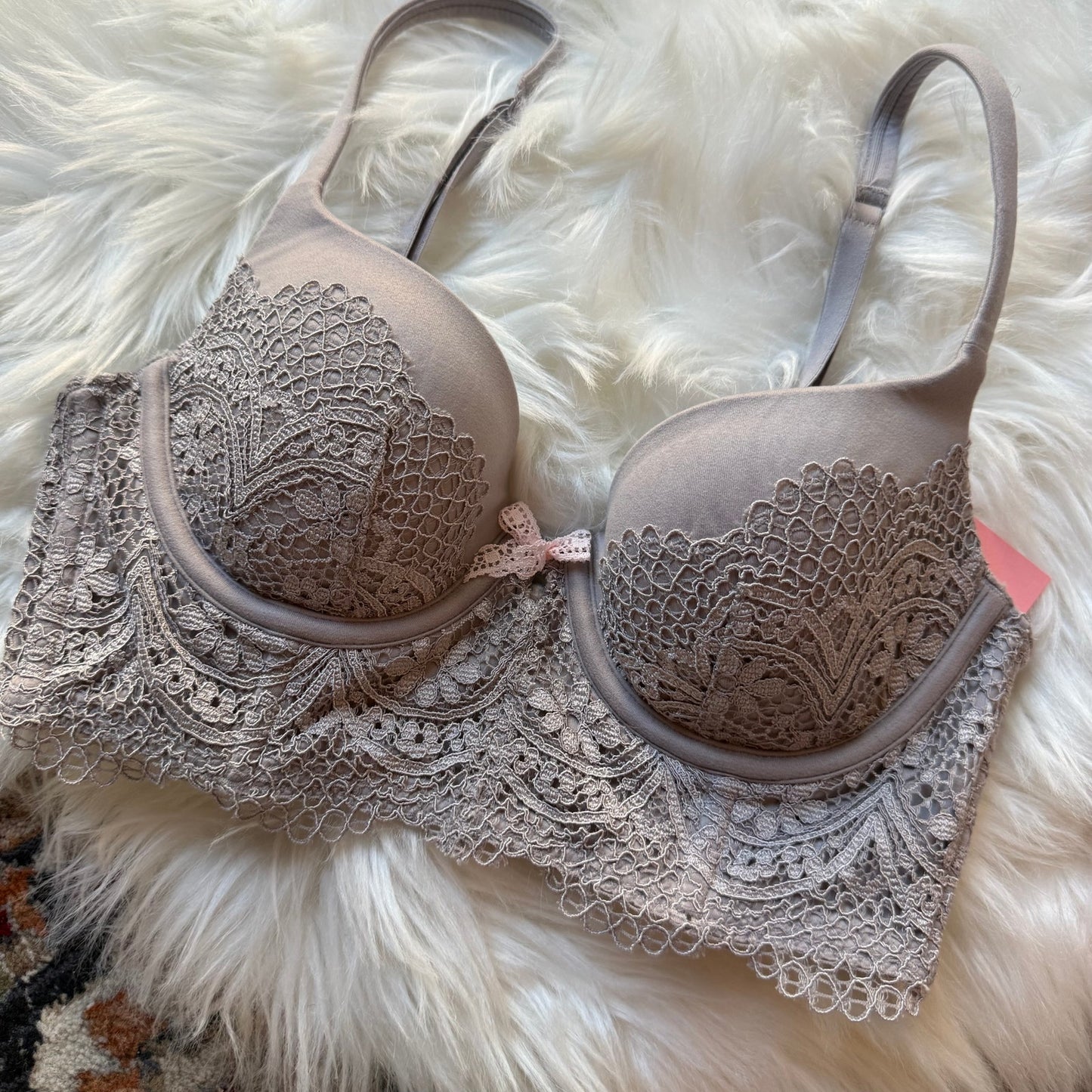 Victoria's Secret Body By Victoria Lined Demi Purple Lace Bra - 32B