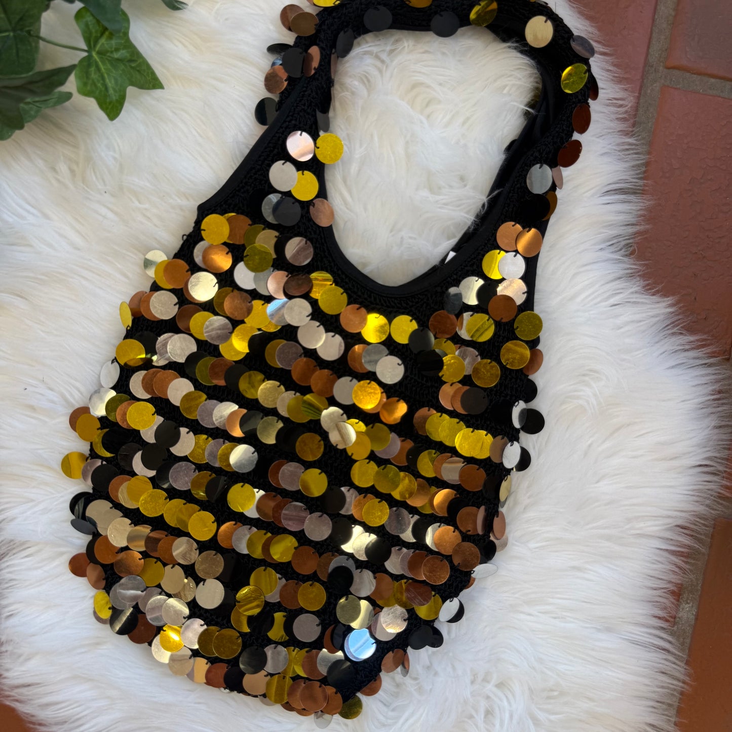 Vintage Y2K “Mixed Metals” Slouch Sparkle Bag