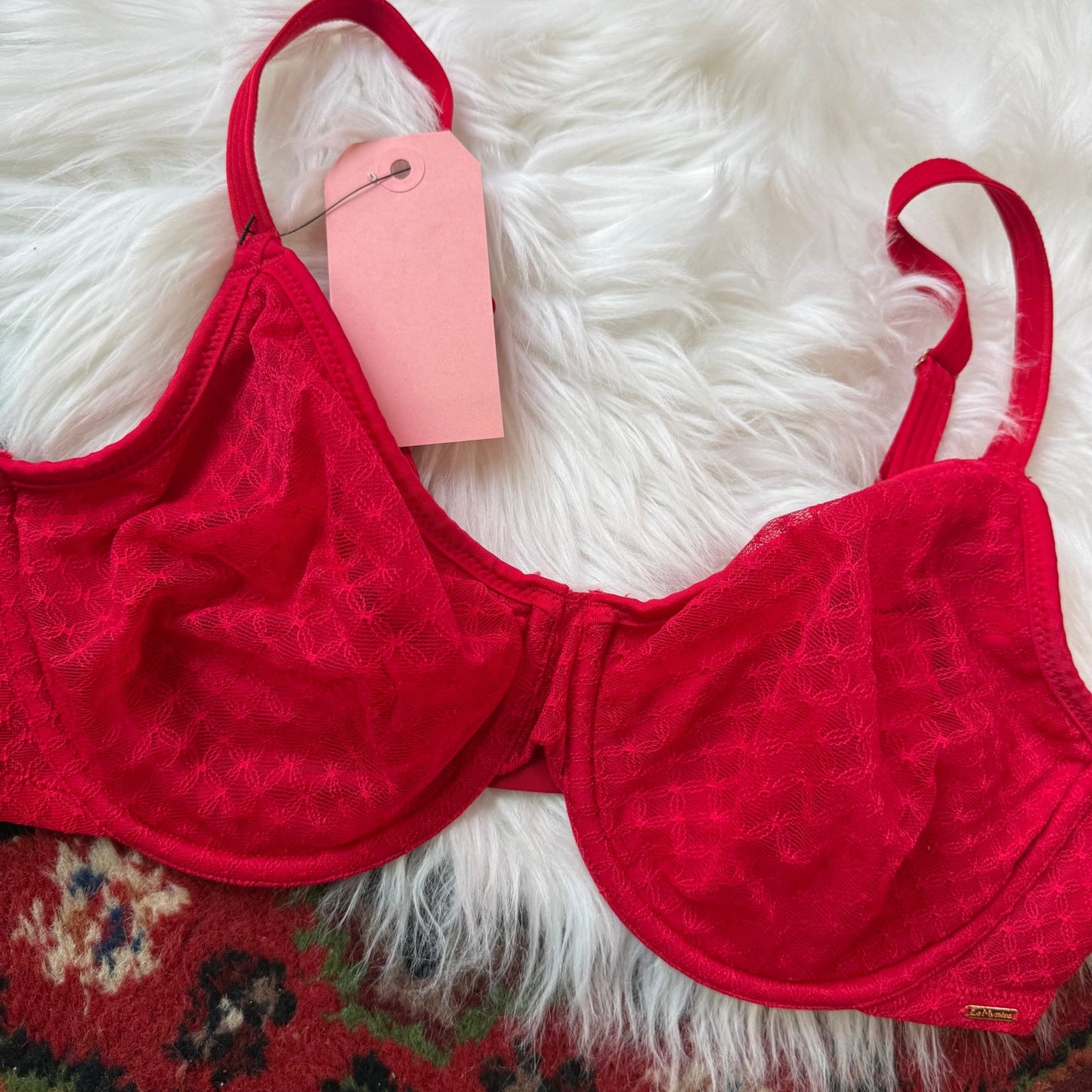 Le Mystere Designer Red Lace Bra - 36D