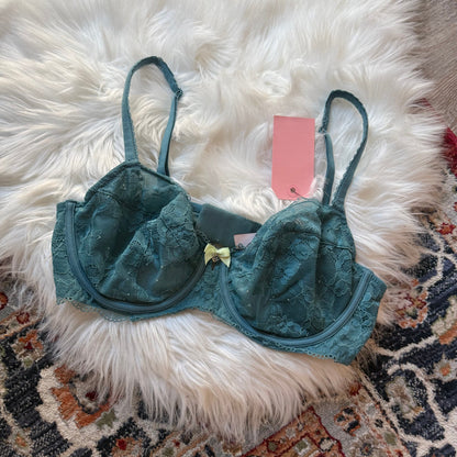 Victoria's Secret Body by Victoria "Unlined Demi" Blue Lace Bra - 36D