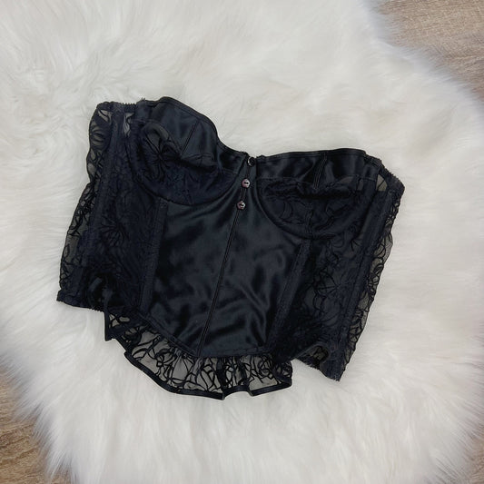 Vintage Dior Black Velvet Bustier - Size 34C/32D